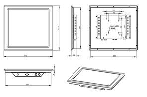 IP65 15 дюймовый промышленный сенсорный экран дисплей встроенный / настенный